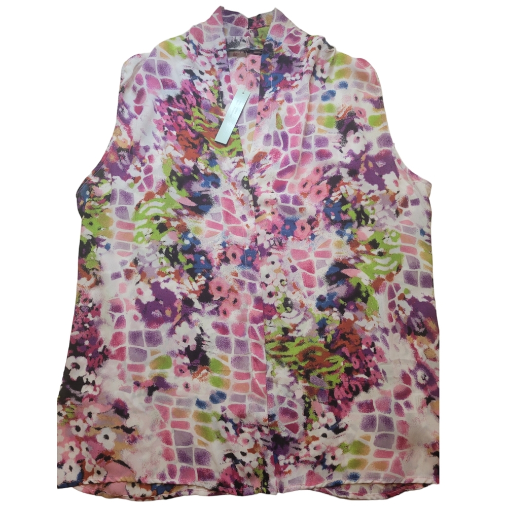 Belissimo Abstract Print Sleeveless Blouse XL